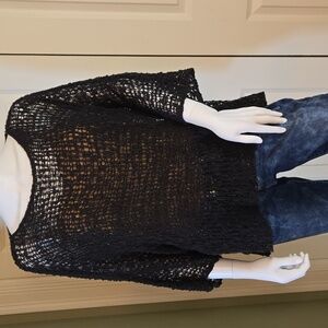 Black Open-Knit Women's Sweater
